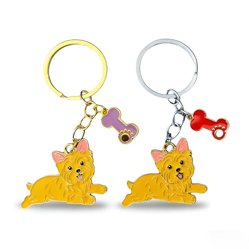 JIELIANWL 2er-Set Hunde-Schlüsselanhänger, Niedliches Haustier-Schlüsselring-Zubehör für Hundeliebhaber und Hundebesitzer (Yorkshire Terrier)