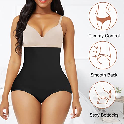 Image of Werena Tummy Control Shapewear Underwear for Women High Waisted Body Shaper Panties Shaping Briefs(#03 Black(seamless),Small)