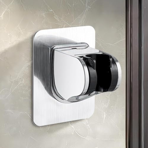 Image of Secopad Self Adhesive Hand Shower Holder, Wall Mount Health Faucet Holder for Bathroom, No-Drill Install (Chrome) (White)