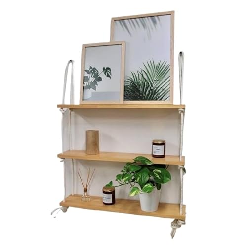 Prateleira Suspensa Nicho De Parede Estante Decorativa Madeira Pinus Jardim Vertical 3 Andares