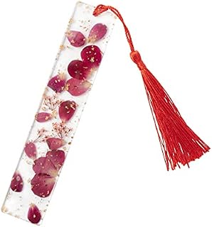 PROUSKY Pressed Flower Bookmark, Tree Snow Dried Flower Resin Bookmarks, Pressed Floral Reading Page Markers with Tassel for Readers Teachers Students Christmas Birthday Gift