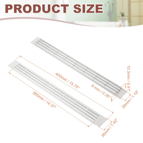 Grille de ventilation blanche 15.7"x1.4" rectangle aluminium pour porte