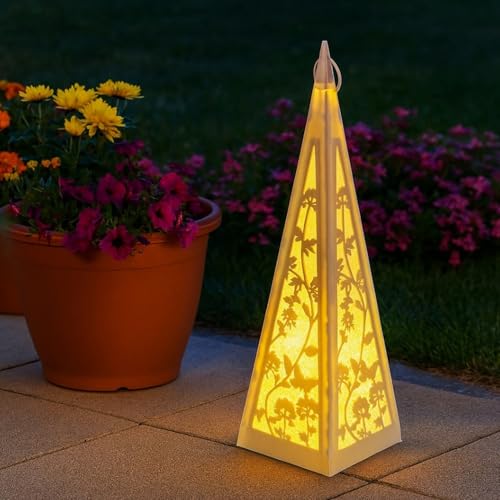 LED Laterne Pyramide mit Schmetterlingen & Blumen inklusive 6-Stunden...