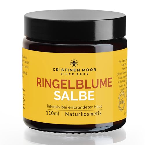 CristinenMoor Bio Ringelblumensalbe I Ringelblume Salbe, Bio, zertifizierte Naturkosmetik, Ringelblumencreme ohne duftende Zusatzstoffe, intensiv bei trockener und entzündeter Haut