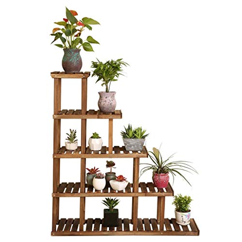 Preisvergleich Produktbild DBSCD Pflanzenständer, 5-stöckige Blumenregale aus Holz, stehend, im europäischen Stil, Blumenregal, Eckregale, Pflanzenständer, Blumentopfhalter, Innen-Außenbalkon, 95x24x106 cm