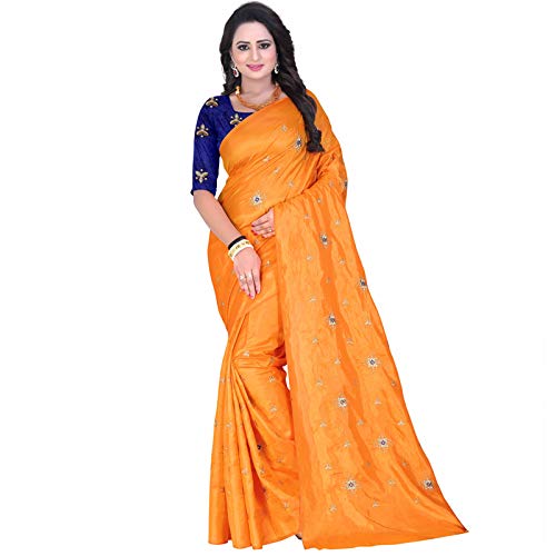 RIVAN FASHIONWOMAN PEPER SILK SAREE/ORANGE/