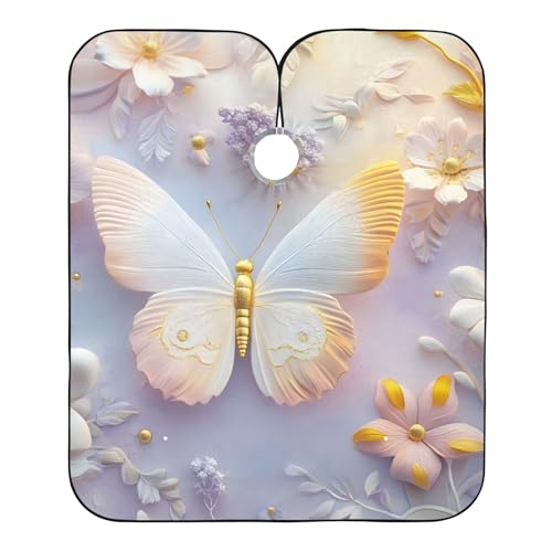 Hezely Flowers and Butterflies Hair Dye Cape, Barber Cape for Adults,Waterproof Salon Cape,Waterproof Hairdressing Styling Hair Cutting, 65