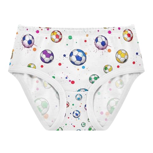 Cute Soccer Balls White Undies for Toddler Girls, Kids Underwear, 2T–8 Years