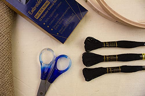 Image of 12 Pieces Black Colour Premium Embroidery Thread | 100% Egyptian Cotton Premium Skeins | Cross Stitch Embroidery Floss | Oeko TEX Certified Stranded Cotton (Black)