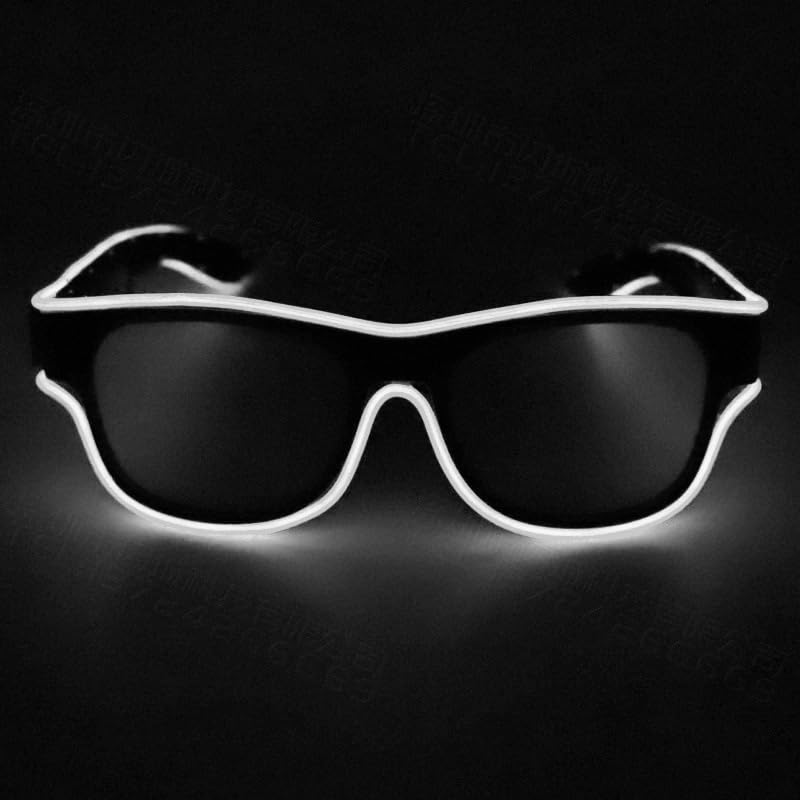 YUANYUYING LED Glasses, Wireless LED Party Glasses,USB Rechargeable-3 Light Modes (Steady/Slow/Fast Flash) | Glow Sunglasses for Raves, Concerts, Festivals (white)