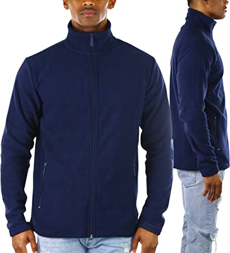 Image of ToBeInStyle Men's Zip Up Long Sleeve High Collar Polar Fleece Jacket