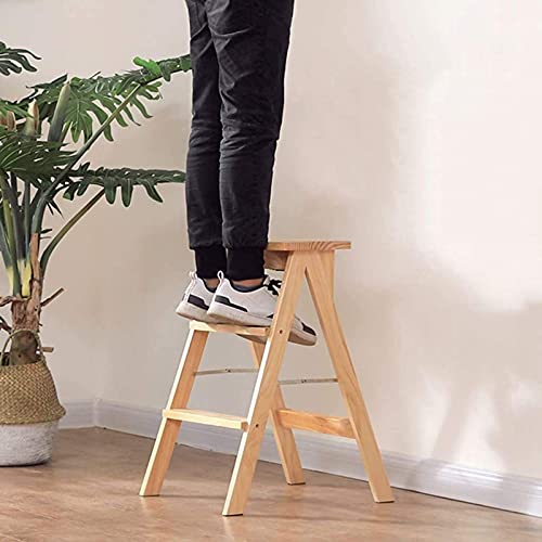 Taburete de escalera para evitar caídas con peldaños anchos de madera maciza 3