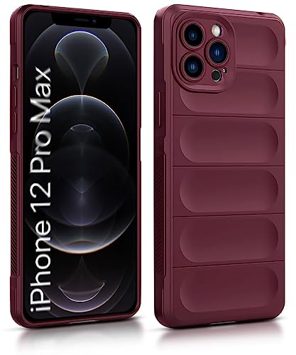 Image of WOW IMAGINE Ultimate Silicon Back Cover Case for Apple iPhone 12 Pro Max | Military Grade Drop Protection Shockproof Bumper | Anti-Slip Grip | Scratch Proof Micro-Fibre Cloth Inside (Crimson Red)