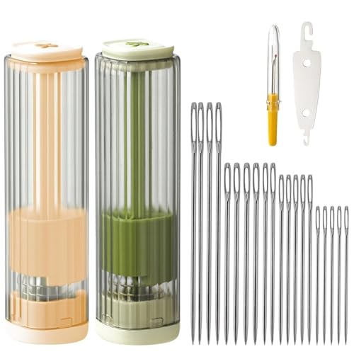 2pcs Multi-Purpose Magnetic Needle Case with Sewing Needles,Threader & Unthreader