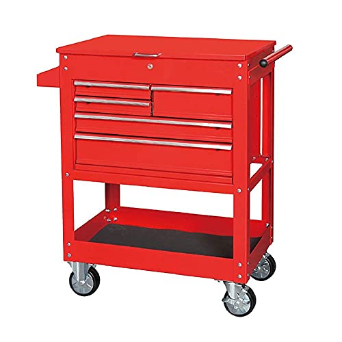 Allzweck-Werkzeugwagen, Werkstattwagen, Garagen-Rollwagen mit Griff, 5 Schubladen, 1 Regal, Rollen, Werkzeugschrank, Aufbewahrungsbox für den Garten im Freien