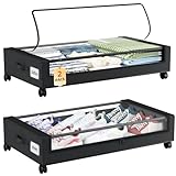 Somdot 2 Pièces Rangement sous Lit, 48L Boîte Rangement sous Lit avec Roues, Couvercle, Zip, Organisateur Pliable pour Vêtements, Linge de Lit, Chassures, 43.5P x 78.5l x 17H, Noir