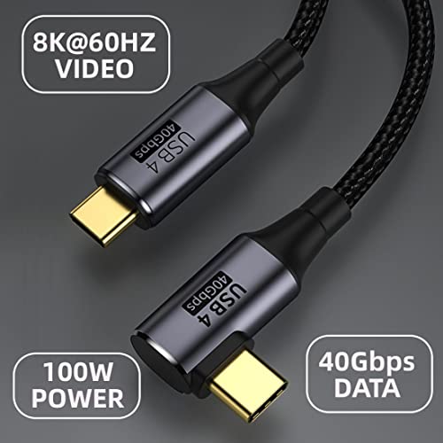 chenyang CY 90 Degree Angled USB-C to USB-C USB4 Cable 40Gbps with 100W Charging UHD 8K 5K 4K@60Hz USB4.0 Compatible with Thunderbolt3/4 0.5M - Image 2
