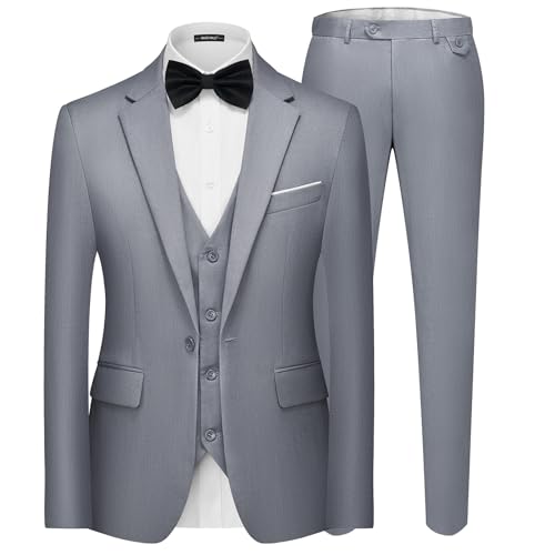 MAGE MALE Men's 3 Pieces Suit Elegant Solid One Button Slim Fit Single Breasted Party Blazer Vest...