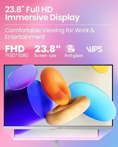 Image of Lenovo A100 All-in-One Desktop Computer - 23.8 inch FHD Display, Intel N100 Processor, Wi-Fi 6, Keyboard and Mouse, Windows 11 Pro, for Home and School,32GB RAM 1TB SSD