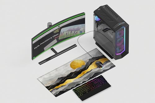 Image of Golden Horizon Premium Desk Mat | Anti-Skid | Anti-Slip | 60 x 28 cm | Laptop Mat for Work from Home /Office /Gaming- Extended Mouse pad and Keyboard Desk mat