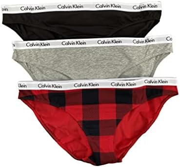 Calvin Klein Women`s Carousel Cotton Bikini Panty 3 Pack (Black(QP1258-620)/G_R_P, Medium)