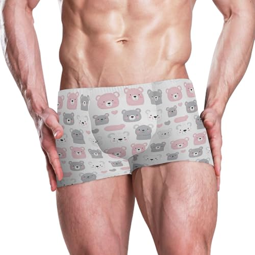 Bear Animal Cute Mens Swim Trunk Swimwear Bathing Suit Swim Brief Square Leg Board Short S B04036152