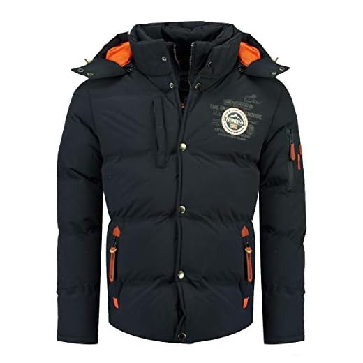Geographical Norway VERVEINE BELL - Chaqueta de invierno, para hombre - chaqueta deportiva cortavientos - Parka/Abrigo con capucha - de manga larga, azul marino, S