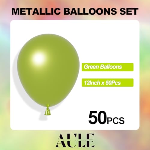 Image of AULE 50Pcs Metallic 12 Inch Lime Green Chrome Helium Shiny Thicken Balloons | Neon Light Green Balloon Latex Perfect Party Decoration for Wedding Birthday Shower Graduation Carnival
