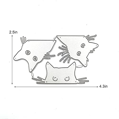 image for LZBRDY 3 Pieces/Set Cats Head Metal Cutting Dies for Scrapbooking and 
