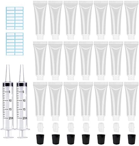 AMORIX 50PCS Empty 10ml Black Cap Lip Gloss Tubes for Lipgloss Base