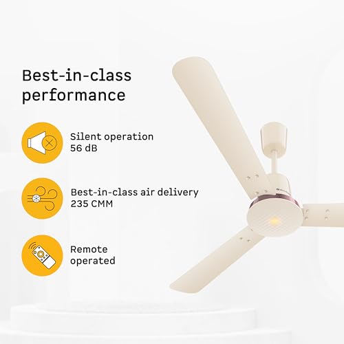 Image of atomberg Ikano Stylique 1200mm BLDC Ceiling Fan | | Remote Operated | Ideal for living room | BEE 5 star | Advance Air+ Technology | Low noise | 3 Years Warranty (Seasand Ivory)