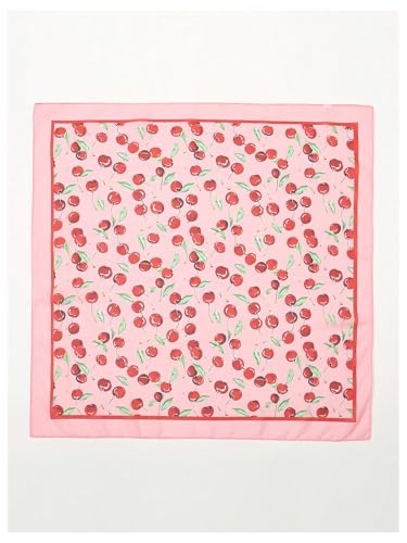 WDIRARA Women's Cherry Graphic Print Scarf Large Square Hair Bandana Sleeping Head Wraps3