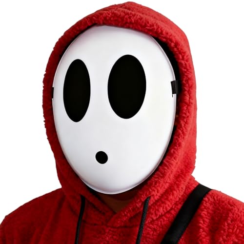 Lyxaof Shy Guy Mask Costume Adult Halloween White Scream Anime Face Mask 1P