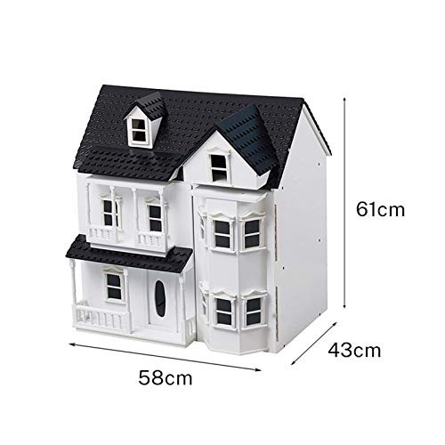 Puppenhaus Modell DIY Puppenhaus Haus Holzpuppen Haus Modell 3D Puzzle Für Kinder (Farbe: Weiß, Größe: 58 × 43 × 61 cm… – Bild 5