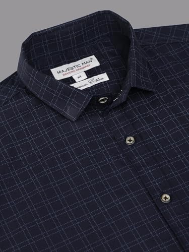 Image of Majestic Man Slim Fit Pure Cotton Half Sleeve Checked Casual Shirt