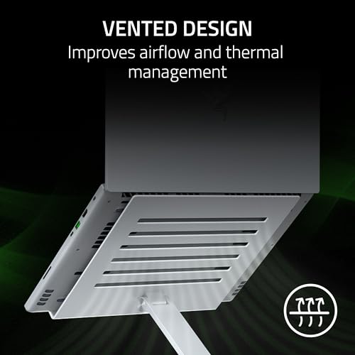 Image of Razer Adjustable Laptop Stand: Supports Phones, Tablets, Laptops, Macbooks up to 18 inch - Adjust Height and Tilt - Durable Aluminum Construction - Vented Design - Foldable for Storage & Travel - Mercury