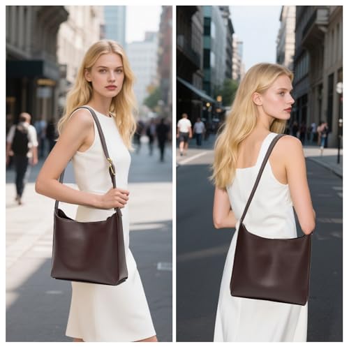 Bucket Bags for Women Medium Vegan Leather Tote with Adjustable Strap Small Pouch Designer Handbags Travel Work Purse2