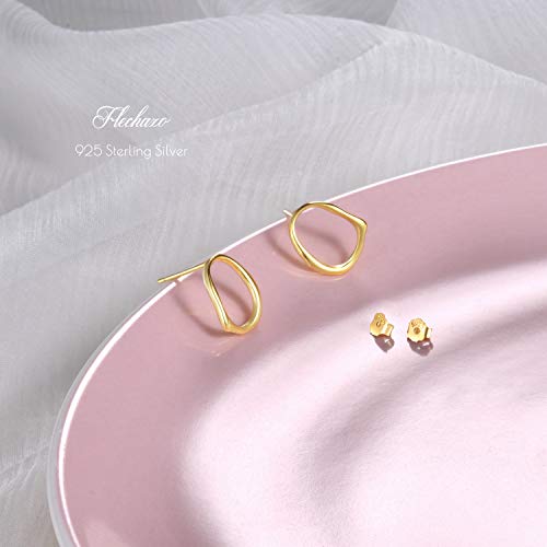 Flechazo Sterling Silver Oval Hoop Earrings- Small Irregular Round Hoop Earrings Hypoallergenic Earrings For Women Girls #TOP4