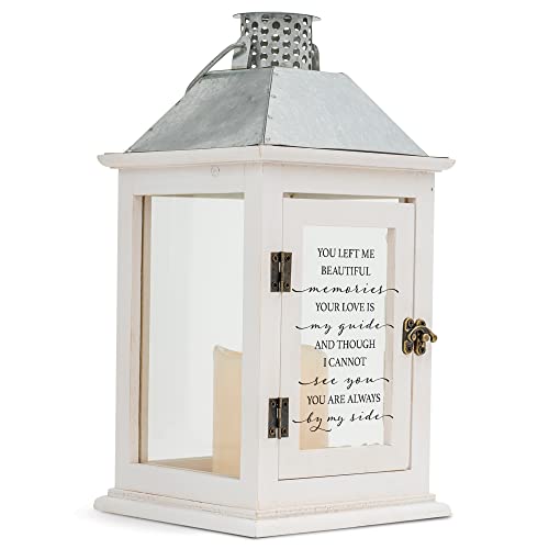 Elanze Designs Always by My Side Classic White 12.25 Inch Wood and Glass Candle Lantern