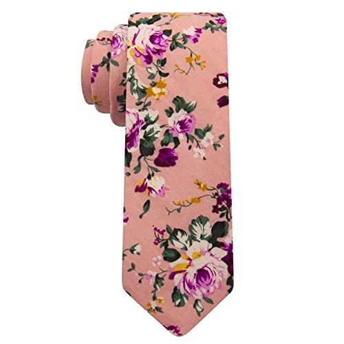 Image of Mantieqingway Floral Ties for Men Skinny Cotton Tie Flower Necktie