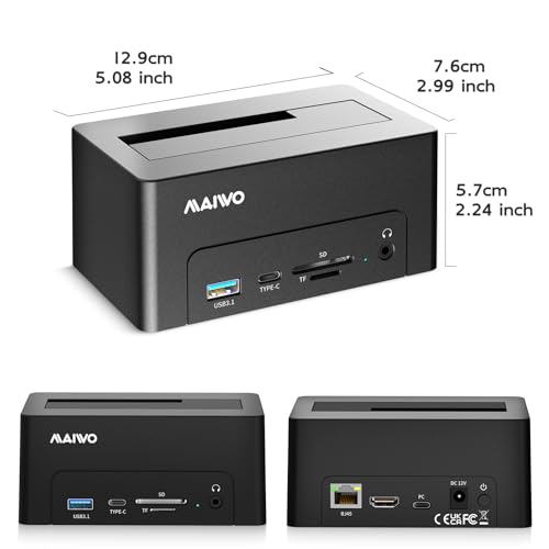 Image of MAIWO Hard Drive Docking Station for 2.5 3.5 Inch SATA HDD SSD, USB 3.0 /eSATA 5Gbps Speed with UASP, 24TB Capacity, External HDD Reader