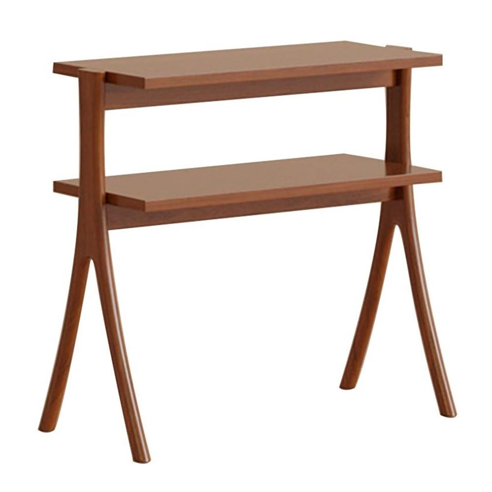 ZTHYSHOZ Coffee Table Double-Layer Sofa Side Table Wooden Storage Rack Retro Living Room Corner Open Compartment(Bruin)