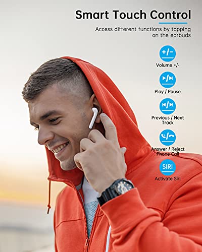 Gped Wireless Earbuds, Bluetooth 5.0 Earbuds Noise Cancelling Wireless Headphones 35H Cycle Playtime Hi-Fi Apt-X Cvc8.0 Sweatproof Earphones With Mic, In-Ear Headset For Iphone Android (White) #TOP4