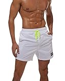  Homme Short De Bain Maillot De Bain Shorts Plage Surf Séchage Blanc M