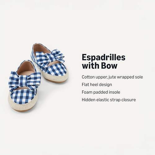 Amazon Essentials x Sofia Grainge Girls' Cotton Espadrilles with Bow, Navy Gingham, 12 Little Kid - image 2