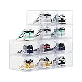 OMOPIN Shoe Boxes Clear Plastic Stackbable, 10 Pack Drop Front Shoe Box, Shoe Storage Box, Sneaker S