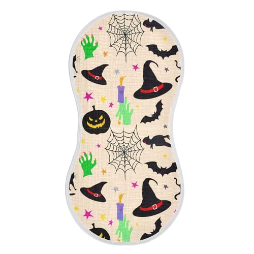 4 Pack Baby Burp Cloths, Soft Absorbent Burping Cloths for Babies, Cotton Milk Spit Up Rags, Large Size for Newborns, Baby Boys and Girls (Black Silhouette Halloween)