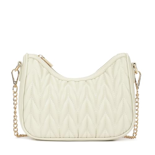 Image of Fastrack QuiltCrush Sling | Faux-Leather Women's Sling Bag| Detachable Chain Strap, Gold Hardware, Internal Pockets & Zipper Closure