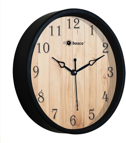 Image of Bosco Modern and Decorative Non Ticking Silent, Brown & Black dial Frame 20 CM Table Cum Round Wall Clock for Home, Living Room, Bedroom, Office and Kitchen I BWC-1201 Brown & Black