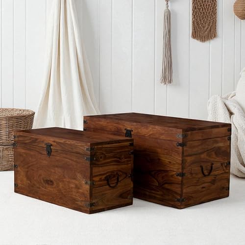 Image of The Attic Georgia Storage Box, Multipurpose Cabinet for Living Room & Bed room Storage, Solid Wood Classy storage, Honey Matte Finish